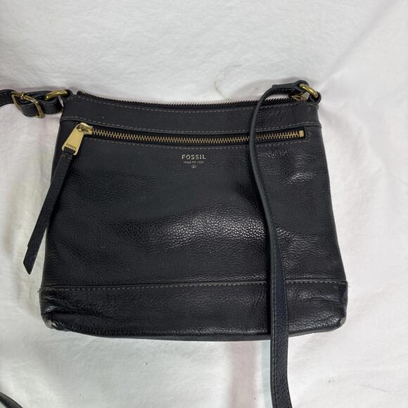 Fossil Hand Bag Lot 2 Bags And 3 Wallets Black Brown Leather Woven READ As Is - Picture 6 of 14